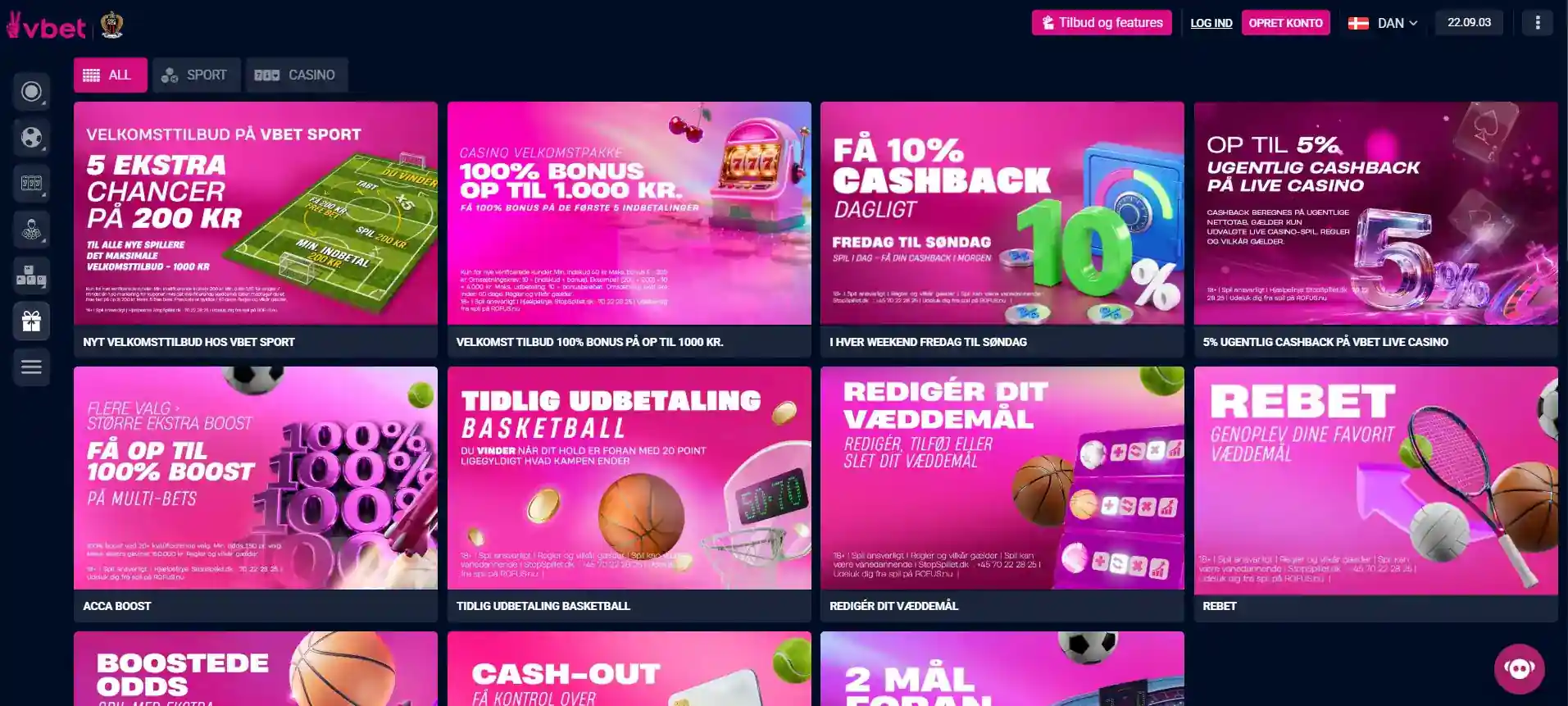VBET Danmarks aktuelle casino velkomstbonus med fem kvalificerende indbetalinger